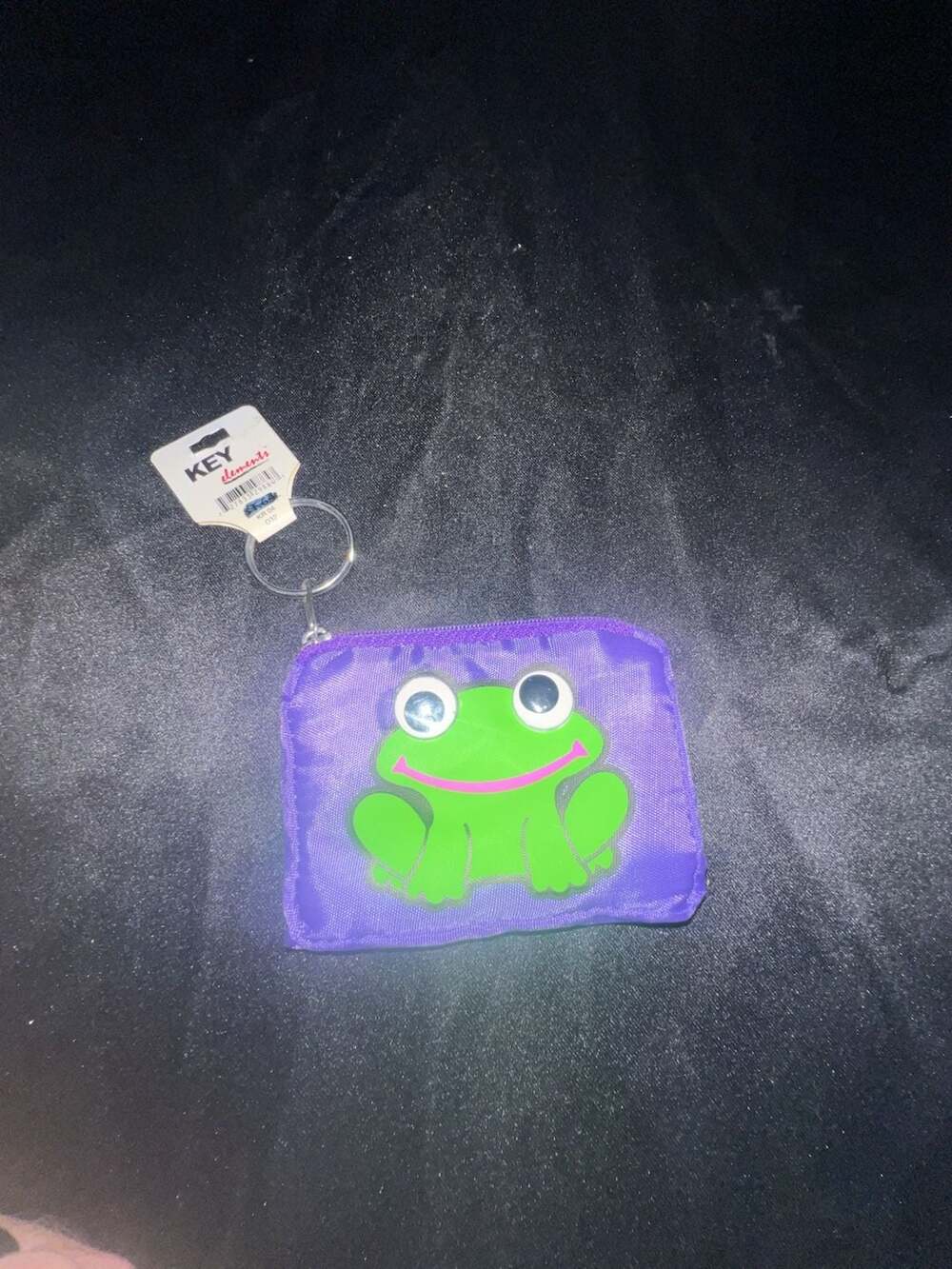 Key Elements Purple Frog Zippered Coin Pouch Keychain